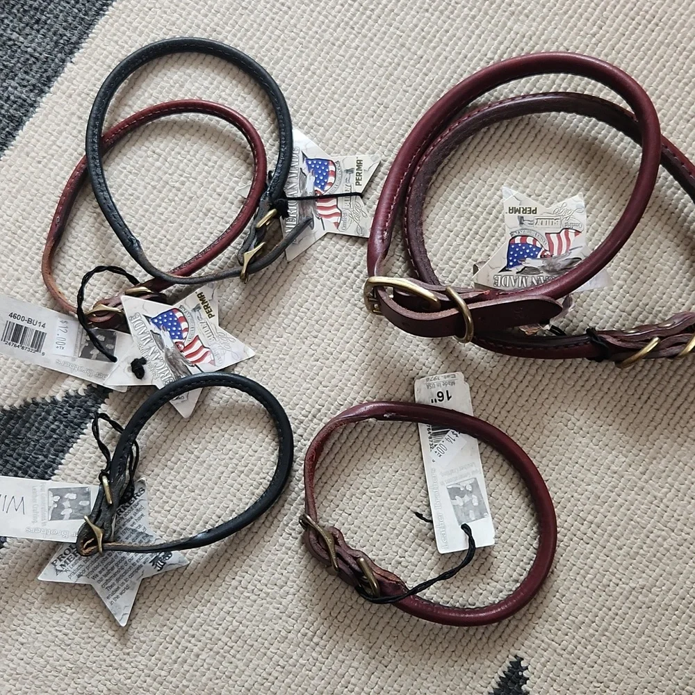Lot Of Leather Dog Collars -